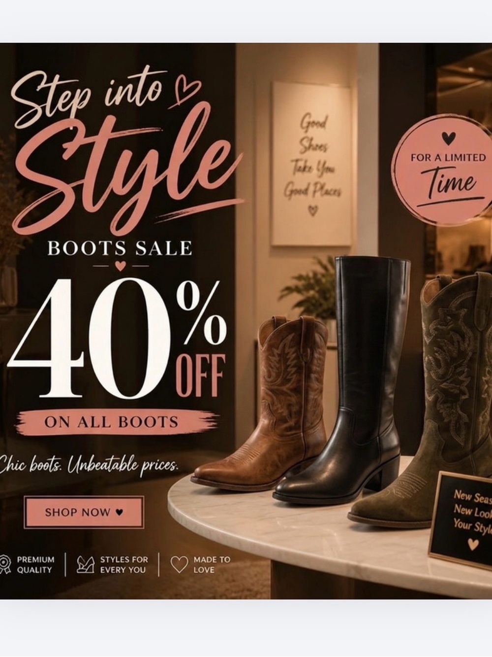 👢40% Off Boots Sale